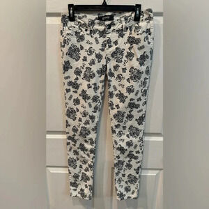 Rewash Jeans White Black Floral Size 7 Stretch Cotton Denim Skinny